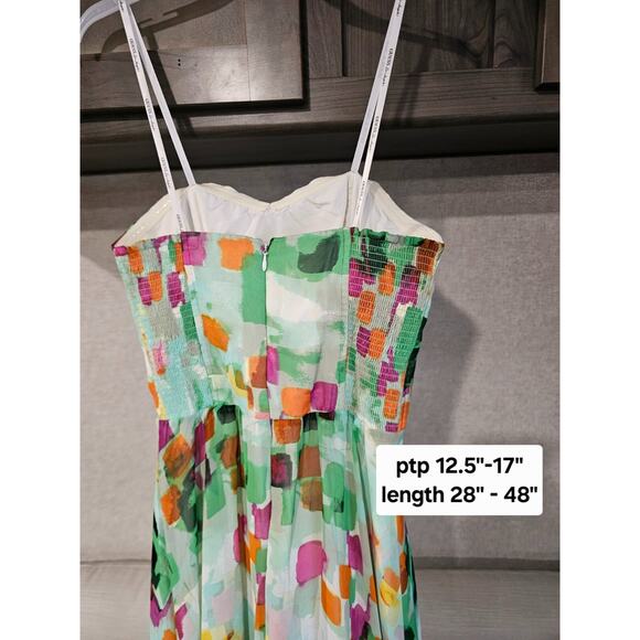 GUESS Y2K‎ Fairy Dress Size 6 High Low Hem Chiffon overlay Event Party Rainbow - Picture 5 of 11